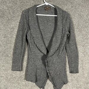 Fenn Wright Manson‎ Sweater Womens Small Gray 100% Cashmere Open Front Cardigan